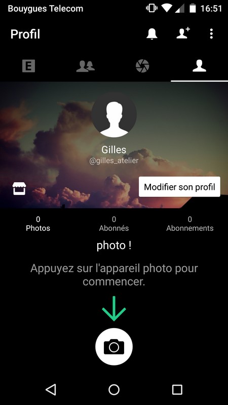 Un profil utilisateur de l'application EyeEm