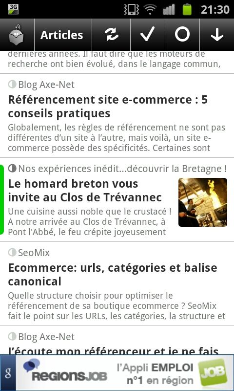 Lecture via NewsRob lecture des articles sur newsrob