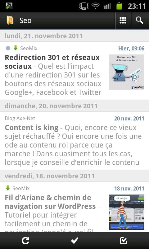 Lecture avec gReader Lecture avec gReader