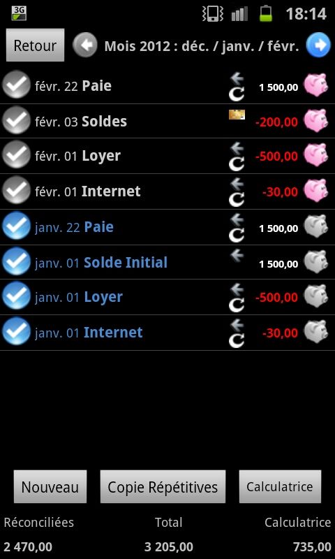Application compte lite aperçu de compte lite