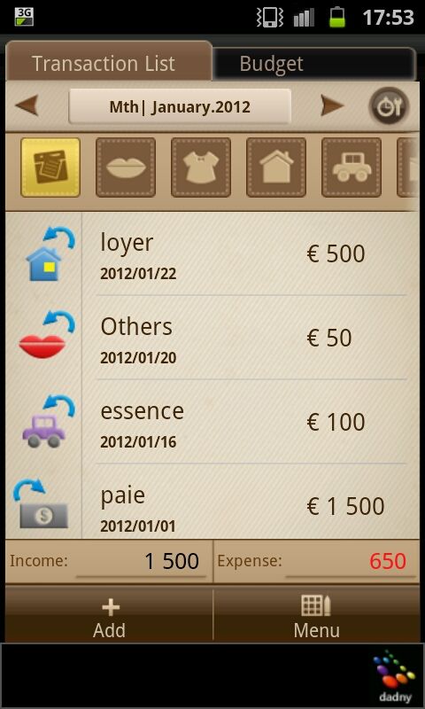 Livre de comptes Aperçu de l'application livre de comptes