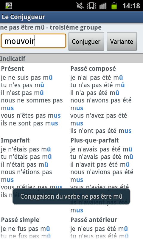 Forme négative du verbe conjugué Forme négative du verbe conjugué