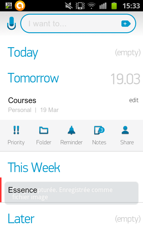 Options de notes pour Any.do Options de notes pour l'application Any.do sur android