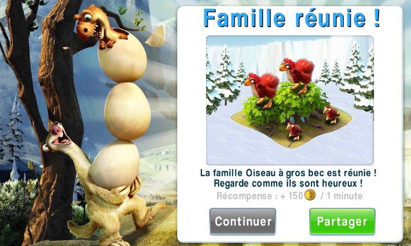 Une famille d'oiseaux Réunir les familles d'animaux dans l'âge de glace, le village