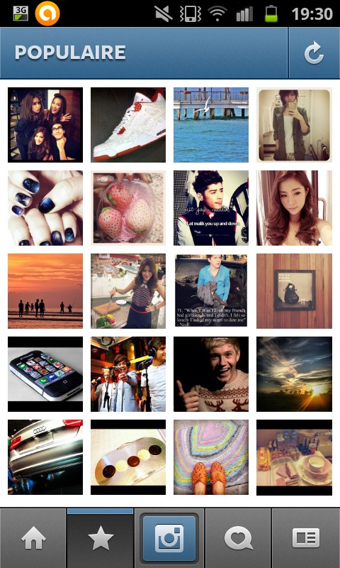 Page de photos populaires via l'application instagram