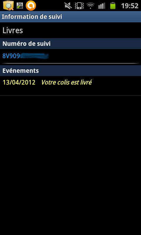 Le suivi d'un colis Etat de livraison d'un colis