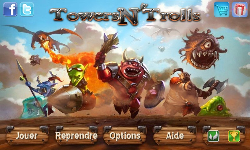ecran principal Ecran principal du jeu towers n' trolls