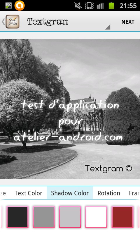 intégration de texte personnalisé sur une photo via Textgram