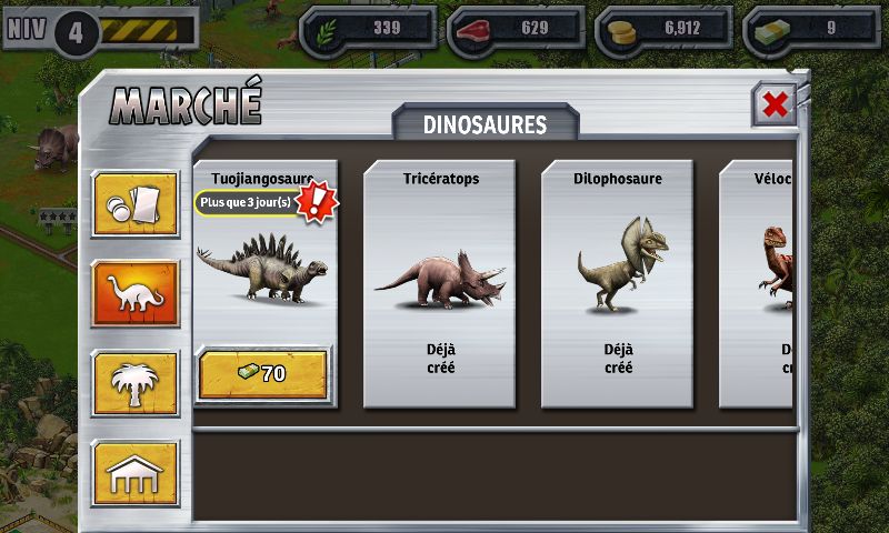 Marché aux dinosaures acheter de nouvelles espèces de dinos