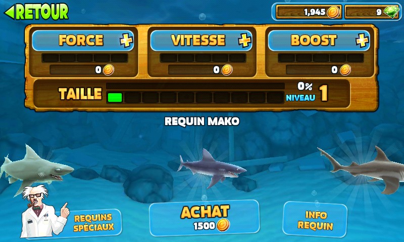 Choix et améliorations des requins dans hungry shark evolution