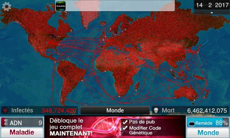 Victoire dans Plague en contaminant le monde entier