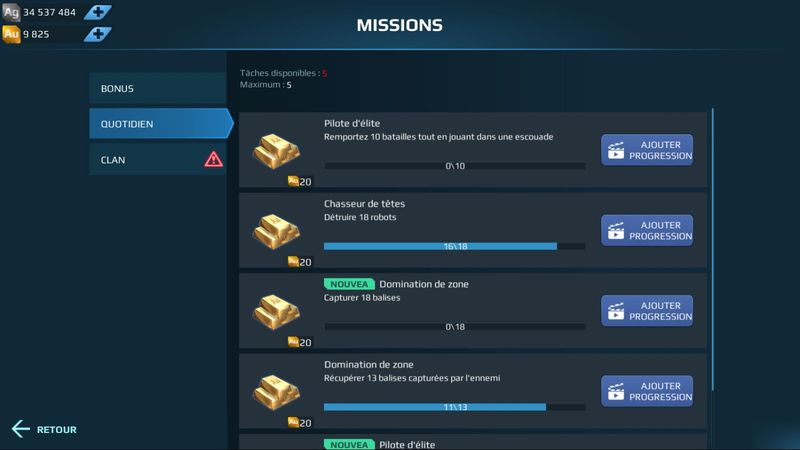missions quotidiennes
